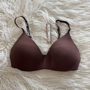 Skims Wireless Form Pushup Plunge Bra Cocoa Size 34D